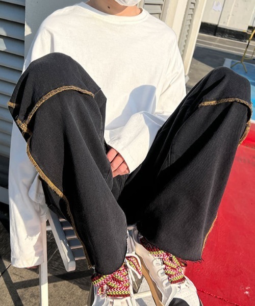 Mimma/Mimaa（ミマ）の「【Mimma/Mimaa】パイピングロックデニム（デニムパンツ・メンズ・ホワイト/ブラック/ブルー・FREE）」の15枚目の写真