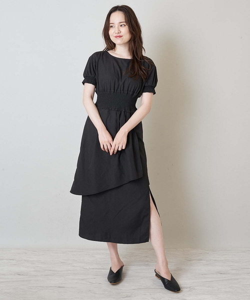 A de a.v.v（アードアー・ヴェ・ヴェ）の「シャーリングワンピ―ス（ワンピース・レディース・ブラック/オレンジ・36）」の7枚目の写真