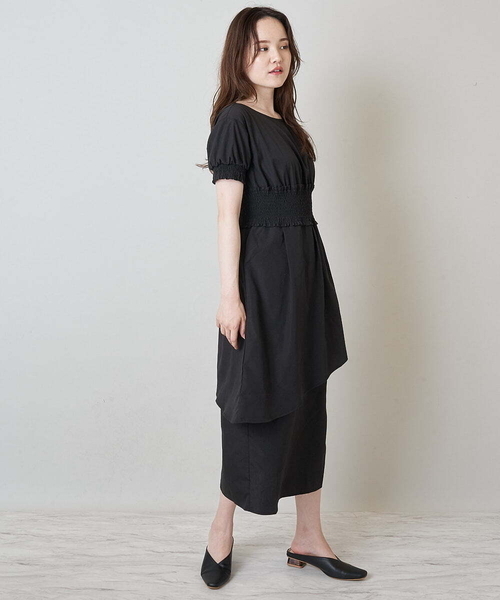 A de a.v.v（アードアー・ヴェ・ヴェ）の「シャーリングワンピ―ス（ワンピース・レディース・ブラック/オレンジ・36）」の9枚目の写真