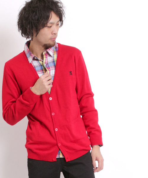 GIORDANO（ジョルダーノ）の「[GIORDANO]ライン刺繍カーディガン（カーディガン/ボレロ・メンズ・ブラック/グレー/ネイビー/レッド・SMALL/MEDIUM/LARGE）」の4枚目の写真