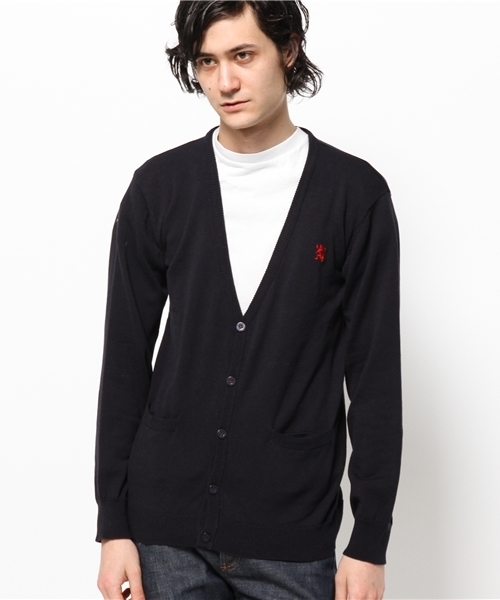 GIORDANO（ジョルダーノ）の「[GIORDANO]ライン刺繍カーディガン（カーディガン/ボレロ・メンズ・ブラック/グレー/ネイビー/レッド・SMALL/MEDIUM/LARGE）」の3枚目の写真