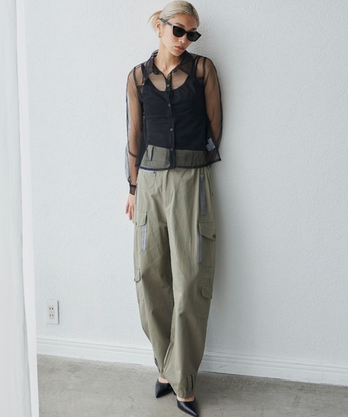 FIG&VIPER（フィグアンドバイパー）の「チュールシアー襟ブラウス（シャツ/ブラウス・レディース・ブラック/ワインレッド・FREE）」の22枚目の写真