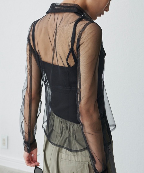 FIG&VIPER（フィグアンドバイパー）の「チュールシアー襟ブラウス（シャツ/ブラウス・レディース・ブラック/ワインレッド・FREE）」の19枚目の写真