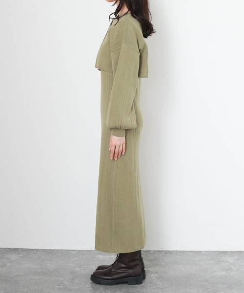 archives（アルシーヴ）の「２ＷＡＹランダムリブカーディガン＋ＩラインワンピースＳＥＴ（ワンピース・レディース・ピンクベージュ/ブラウン/アイボリー/グリーン・MEDIUM）」の22枚目の写真