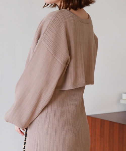 archives（アルシーヴ）の「２ＷＡＹランダムリブカーディガン＋ＩラインワンピースＳＥＴ（ワンピース・レディース・ピンクベージュ/ブラウン/アイボリー/グリーン・MEDIUM）」の12枚目の写真