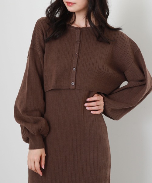 archives（アルシーヴ）の「２ＷＡＹランダムリブカーディガン＋ＩラインワンピースＳＥＴ（ワンピース・レディース・ピンクベージュ/ブラウン/アイボリー/グリーン・MEDIUM）」の21枚目の写真