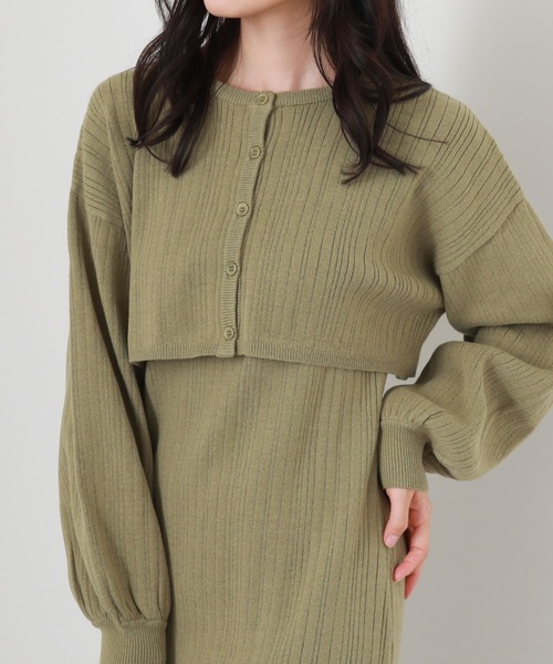 archives（アルシーヴ）の「２ＷＡＹランダムリブカーディガン＋ＩラインワンピースＳＥＴ（ワンピース・レディース・ピンクベージュ/ブラウン/アイボリー/グリーン・MEDIUM）」の17枚目の写真