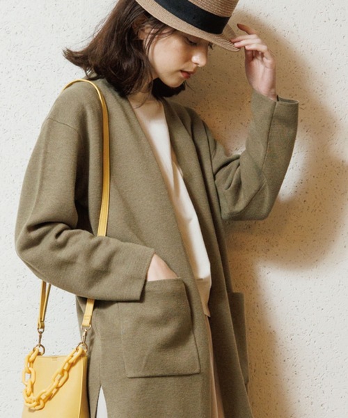 OPAQUE.CLIP（オペークドットクリップ）の「◆ミラノリブ ロングカーディガン【WEB限定サイズ】（カーディガン/ボレロ・レディース・ライトグレー/ブラック/オフホワイト/カーキ・40/38/36/34/42）」の15枚目の写真