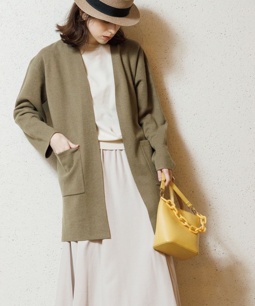 OPAQUE.CLIP（オペークドットクリップ）の「◆ミラノリブ ロングカーディガン【WEB限定サイズ】（カーディガン/ボレロ・レディース・ライトグレー/ブラック/オフホワイト/カーキ・40/38/36/34/42）」の16枚目の写真