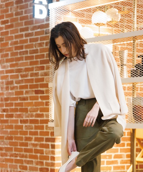 OPAQUE.CLIP（オペークドットクリップ）の「◆ミラノリブ ロングカーディガン【WEB限定サイズ】（カーディガン/ボレロ・レディース・ライトグレー/ブラック/オフホワイト/カーキ・40/38/36/34/42）」の5枚目の写真