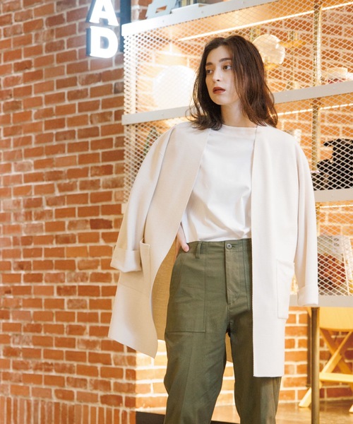 OPAQUE.CLIP（オペークドットクリップ）の「◆ミラノリブ ロングカーディガン【WEB限定サイズ】（カーディガン/ボレロ・レディース・ライトグレー/ブラック/オフホワイト/カーキ・40/38/36/34/42）」の7枚目の写真