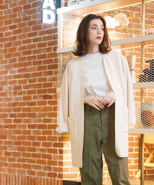 OPAQUE.CLIP（オペークドットクリップ）の「◆ミラノリブ ロングカーディガン【WEB限定サイズ】（カーディガン/ボレロ・レディース・ライトグレー/ブラック/オフホワイト/カーキ・40/38/36/34/42）」の8枚目の写真