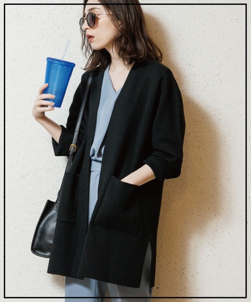 OPAQUE.CLIP（オペークドットクリップ）の「◆ミラノリブ ロングカーディガン【WEB限定サイズ】（カーディガン/ボレロ・レディース・ライトグレー/ブラック/オフホワイト/カーキ・40/38/36/34/42）」の10枚目の写真