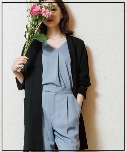 OPAQUE.CLIP（オペークドットクリップ）の「◆ミラノリブ ロングカーディガン【WEB限定サイズ】（カーディガン/ボレロ・レディース・ライトグレー/ブラック/オフホワイト/カーキ・40/38/36/34/42）」の11枚目の写真