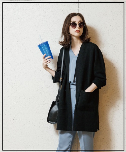 OPAQUE.CLIP（オペークドットクリップ）の「◆ミラノリブ ロングカーディガン【WEB限定サイズ】（カーディガン/ボレロ・レディース・ライトグレー/ブラック/オフホワイト/カーキ・40/38/36/34/42）」の13枚目の写真