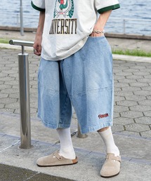 Perushu | 切り替えワイドデニムハーフパンツ(その他パンツ)