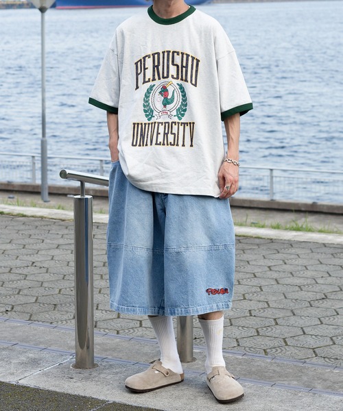 Perushu（ペルーシュ）の「切り替えワイドデニムハーフパンツ（その他パンツ・メンズ・ブラック/インディゴブルー・SMALL/MEDIUM/LARGE）」の4枚目の写真