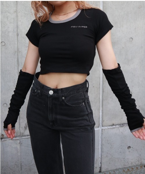 FIG&VIPER（フィグアンドバイパー）の「バックオープンウォーマーT（Tシャツ/カットソー・レディース・ホワイト/ライトブルー/ブラック・FREE）」の10枚目の写真