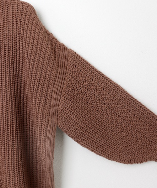 アクリス カシミヤ アンゴラ ニットダッフル フード 畦編み ブラウン L アンゴラタッチクロップドニット トップス ニット[品番：GW000004154