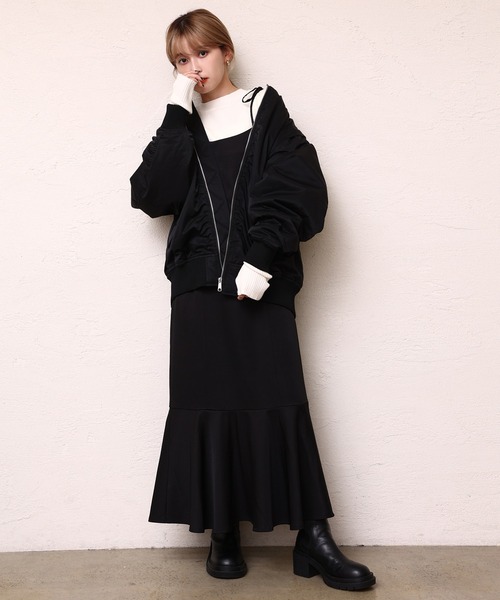 one after another NICE CLAUP(ワンアフターアナザーナイスクラップ)の「【袖が取り外せてベストにもなる】マルチウェイMA-1(MA-1・レディース・ブラック/カーキ/アイボリー・FREE)」の21枚目の写真