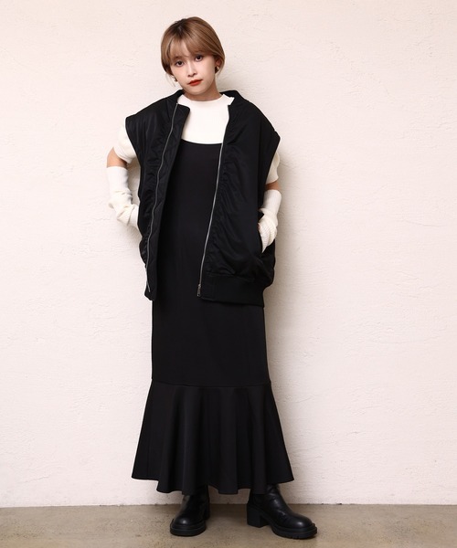 one after another NICE CLAUP(ワンアフターアナザーナイスクラップ)の「【袖が取り外せてベストにもなる】マルチウェイMA-1(MA-1・レディース・ブラック/カーキ/アイボリー・FREE)」の9枚目の写真