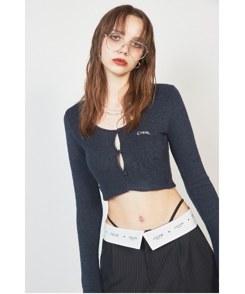 CRANK(クランク)の「A'GAM/9×.kom『CRANK/クランク』KNIT WARMER CARDIGAN/ウォーマーカーディガン(カーディガン/ボレロ・レディース・カーキ/ピンク/ネイビー・FREE)」の2枚目の写真