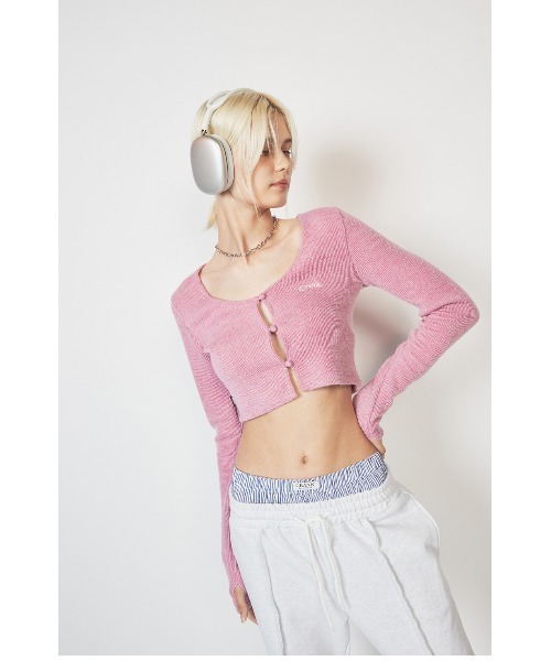 CRANK(クランク)の「A'GAM/9×.kom『CRANK/クランク』KNIT WARMER CARDIGAN/ウォーマーカーディガン(カーディガン/ボレロ・レディース・カーキ/ピンク/ネイビー・FREE)」の9枚目の写真