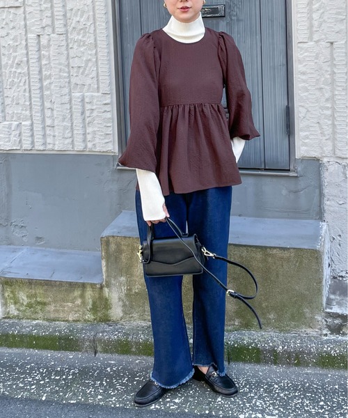 ボリュームスリーブペプラムブラウス ボリュームスリーブペプラムブラウス（シャツ/ブラウス）｜coca