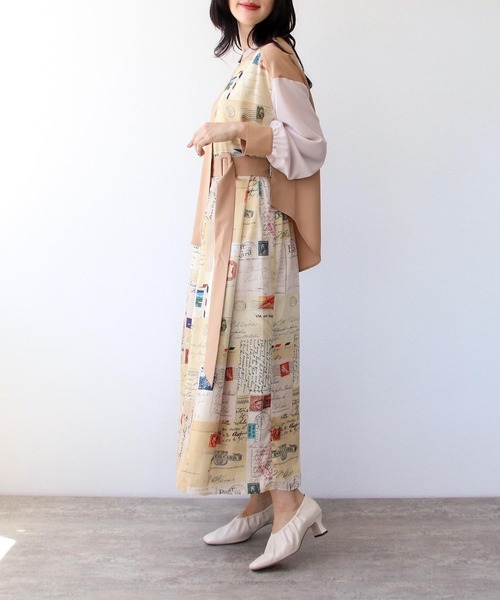 Three Four Time（ｽﾘｰﾌｫｰﾀｲﾑ）の「ポストカードPT配色ベルトワンピース  