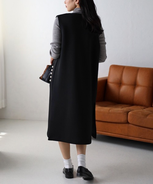 ボンジュールサガン BONJOUR SAGAN エステルスムースパールボタンベスト （BLACK） ボンジュールサガン BONJOUR SAGAN エステルスムースパール