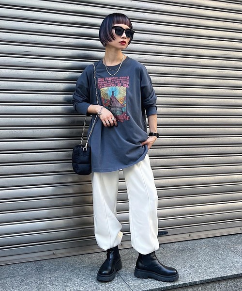 PAGEBOY（ページボーイ）の「ロックツアーロンT（Tシャツ/カットソー・レディース・チャコールグレー/オフホワイト/ターコイズブルー・FREE）」の12枚目の写真