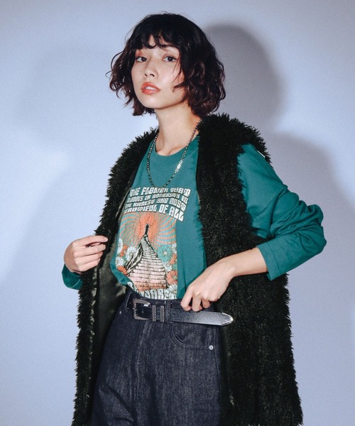 PAGEBOY（ページボーイ）の「ロックツアーロンT（Tシャツ/カットソー・レディース・チャコールグレー/オフホワイト/ターコイズブルー・FREE）」の8枚目の写真