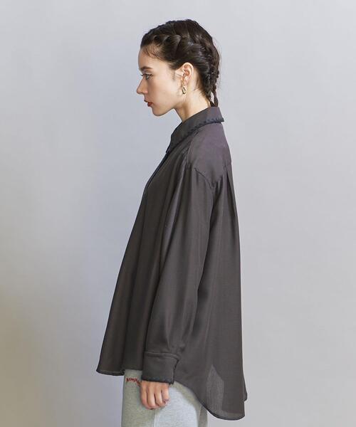 BEAUTY&YOUTH UNITED ARROWS（ビューティーアンドユースユナイテッドアローズ）の「キュプラブレンド エンブロイダリー シャツ（シャツ/ブラウス・レディース・ナチュラル/ダークブラウン・FREE）」の4枚目の写真