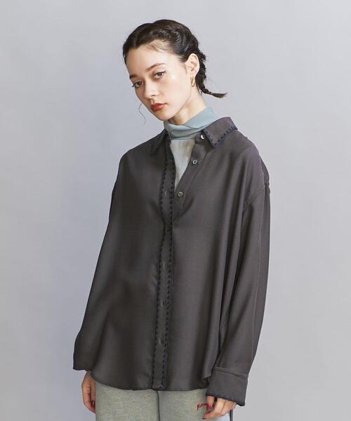 BEAUTY&YOUTH UNITED ARROWS（ビューティーアンドユースユナイテッドアローズ）の「キュプラブレンド エンブロイダリー シャツ（シャツ/ブラウス・レディース・ナチュラル/ダークブラウン・FREE）」の7枚目の写真