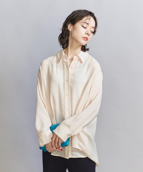 BEAUTY&YOUTH UNITED ARROWS（ビューティーアンドユースユナイテッドアローズ）の「キュプラブレンド エンブロイダリー シャツ（シャツ/ブラウス・レディース・ナチュラル/ダークブラウン・FREE）」の9枚目の写真