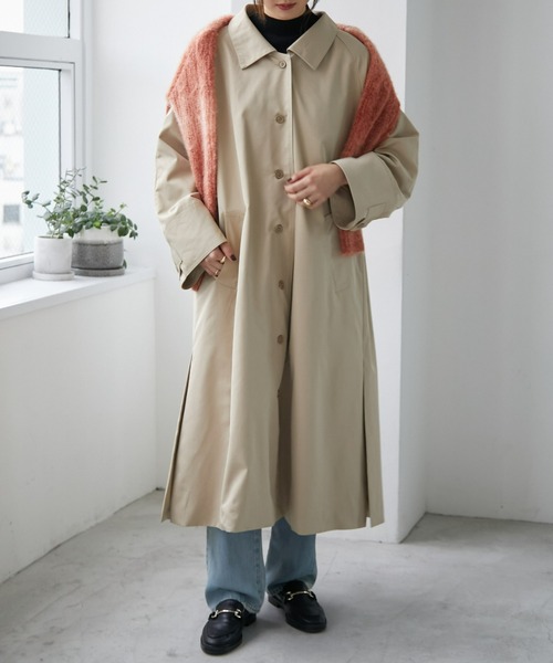 ECRIRE（エクリール）の「【るうコラボ】ツイルステンカラーコート（ステンカラーコート・レディース・ベージュ/ブラック・M/L）」の7枚目の写真