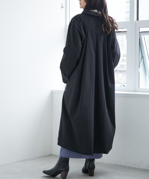ECRIRE（エクリール）の「【るうコラボ】ツイルステンカラーコート（ステンカラーコート・レディース・ベージュ/ブラック・M/L）」の12枚目の写真