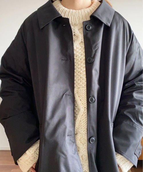 ECRIRE（エクリール）の「【るうコラボ】ツイルステンカラーコート（ステンカラーコート・レディース・ベージュ/ブラック・M/L）」の9枚目の写真