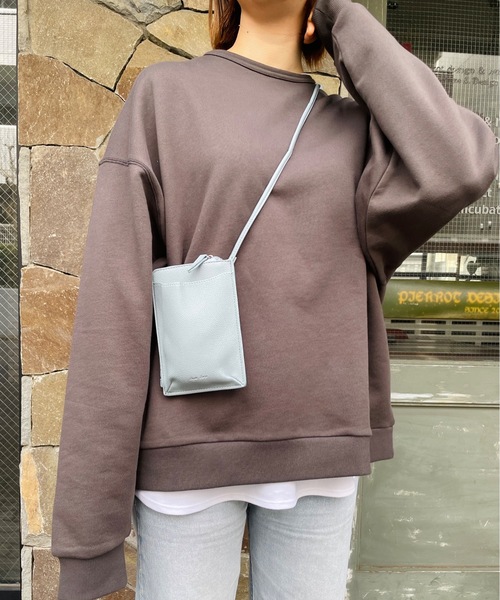 Legato Largo(レガートラルゴ)の「Legato Largo / レガートラルゴ / フルグレインフェイクレザー スマホショルダー / LG-D1161Z(ショルダーバッグ・レディース・グレイッシュベージュ/ライトブルー/ブラック/グレー・ONESIZE)」の1枚目の写真