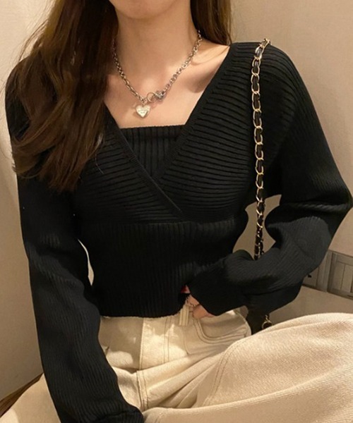 Auntie Rosa（アンティローザ）の「バックリボン ボリュームスリーブ リブニット（ニット/セーター・レディース・ブラウン/ブラック・FREE）」の7枚目の写真