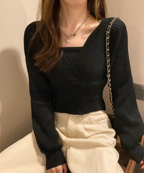 Auntie Rosa（アンティローザ）の「バックリボン ボリュームスリーブ リブニット（ニット/セーター・レディース・ブラウン/ブラック・FREE）」の12枚目の写真