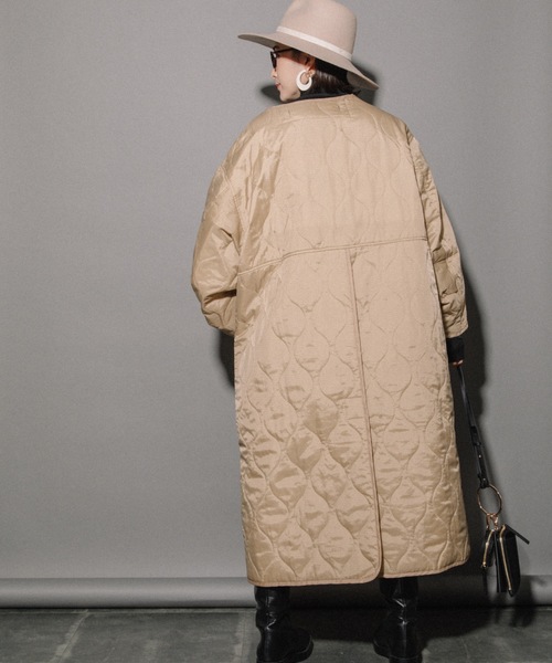 miniyu(ミニュウ)の「リップストップ ライナーキルトLコート(その他アウター・レディース・カーキ/ベージュ/ブラック・MEDIUM)」の19枚目の写真