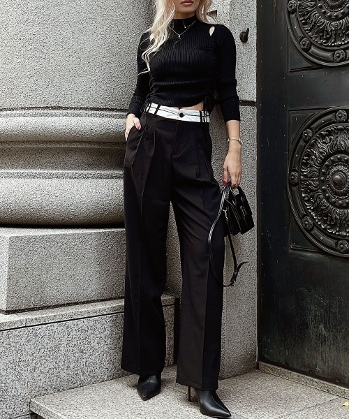 esutoreja（エストレジャ）の「リブサイドタイアップトップス（ニット/セーター・レディース・アイボリー/ブラック/グレー・FREE）」の7枚目の写真