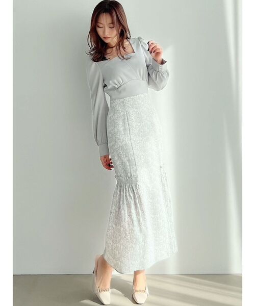 RESEXXY（リゼクシー）の「パターン切替マーメイドワンピース（ワンピース・レディース・グレー/ブルー/イエロー・FREE）」の6枚目の写真