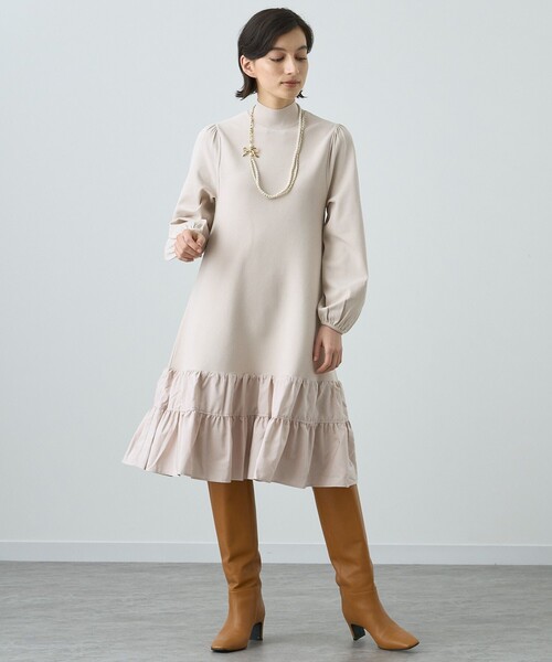 ANAYI（アナイ）の「ニットタフタティアードワンピース（ワンピース