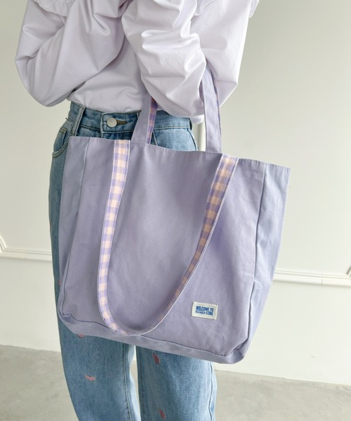 Loueme(ルエム)の「【23/SS 春夏新作】リバーシブル2WAYギンガムチェックトート(トートバッグ・レディース・ライトブルー/ラベンダー/グリーン・FREE)」の10枚目の写真