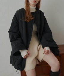 hinari | ノーカラー中綿ステッチコート(ノーカラーコート)