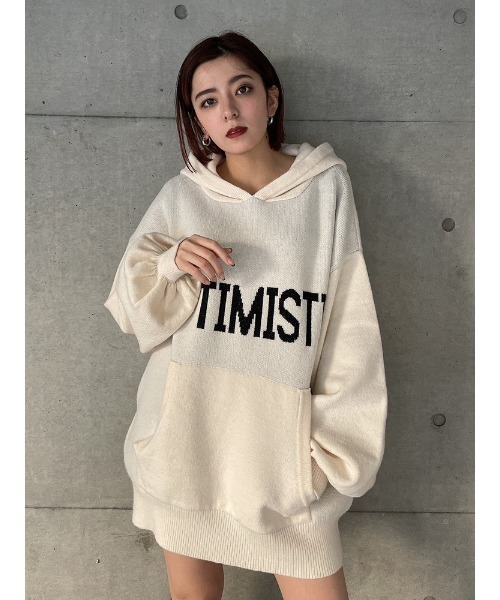 ENVYM（アンビー）の「オーバーサイズニットＰＫ（ニット/セーター・レディース・グレー/ブラック/ホワイト・FREE）」の2枚目の写真