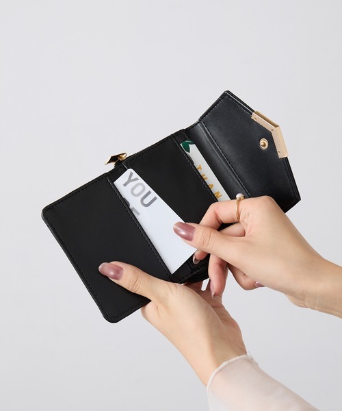 セール】【SETUP7】クロコ型押しフェイクレザー三つ折りミニウォレット