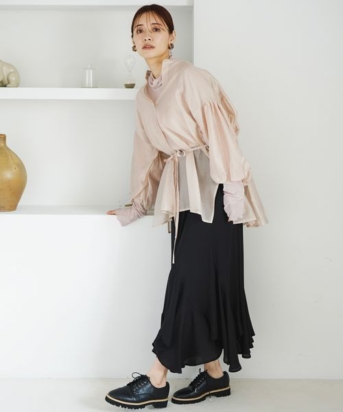 mysty woman（ミスティウーマン）の「シアーバルーンスリーブシャツ　186266（シャツ/ブラウス・レディース・ピンク/グリーン/ライトベージュ・FREE）」の5枚目の写真